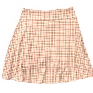 LuLaRoe Plaid A-Line Skirt in Pink and Cream